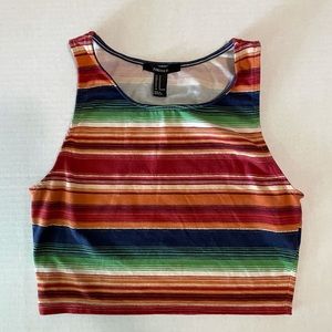 Forever 21 Striped Crop Tank Top